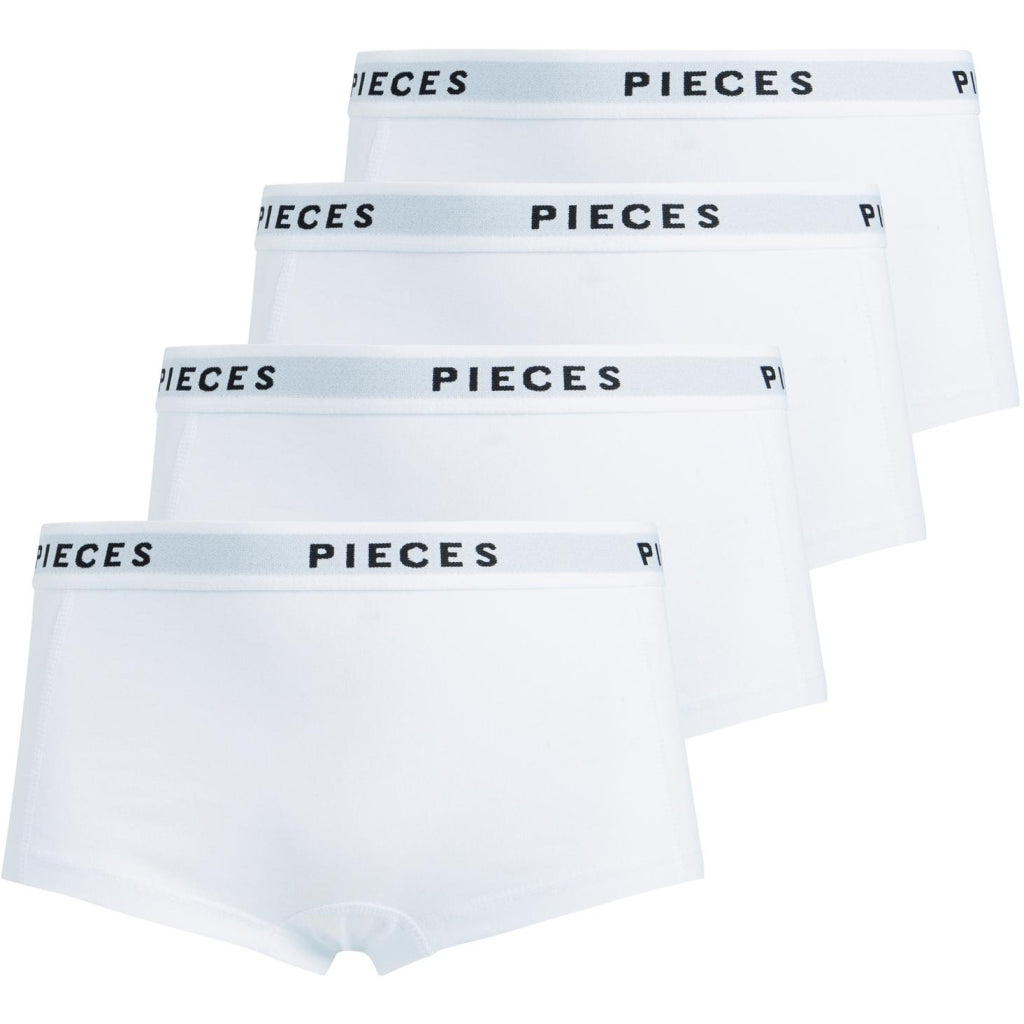 Dame Hipsters Pclogo Lady 4 Pack   Bright White fra Pieces