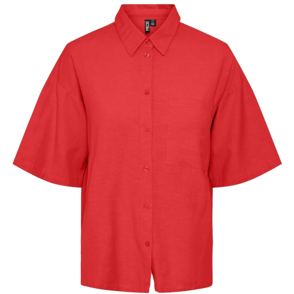 Dame Skjorte Pcmilano   Poppy Red fra Pieces