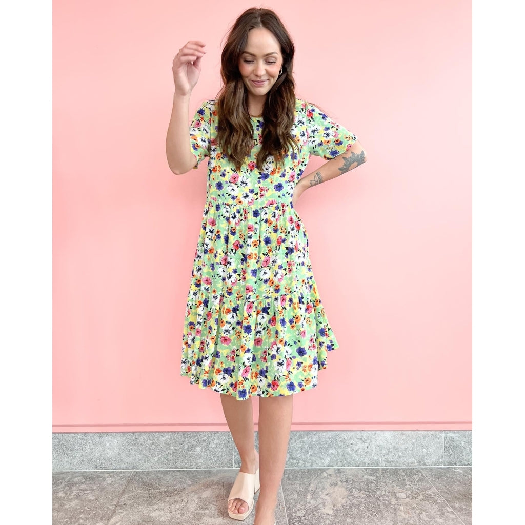 Kjole Pcsaga   Daiquiri Green Multi Flowers fra Pieces