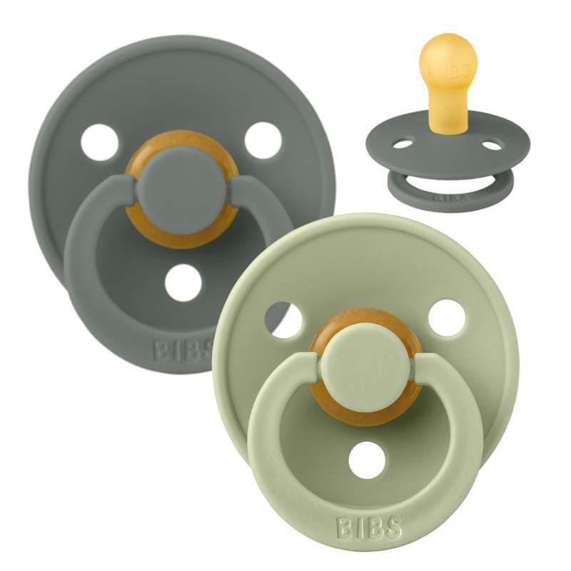 Rund Colour Sut 2 Pak Str. 1 Naturgummi Pine Sage fra Bibs