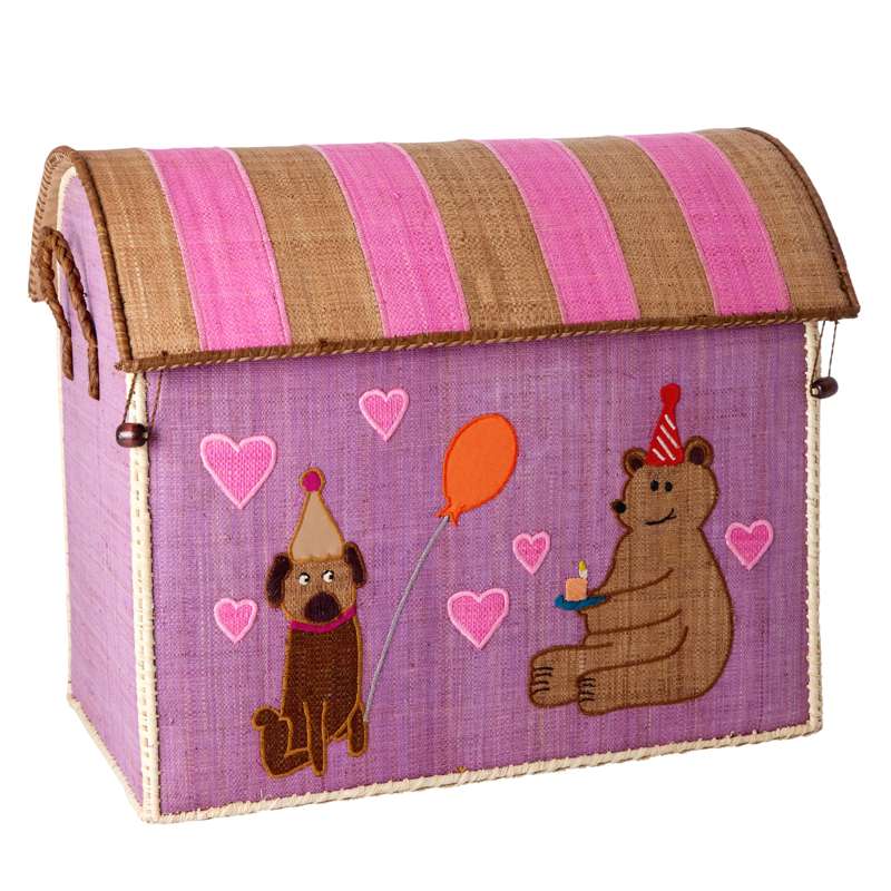 Raffia Opbevaringshus   Party Animal   Lys Pink   Stor fra Rice