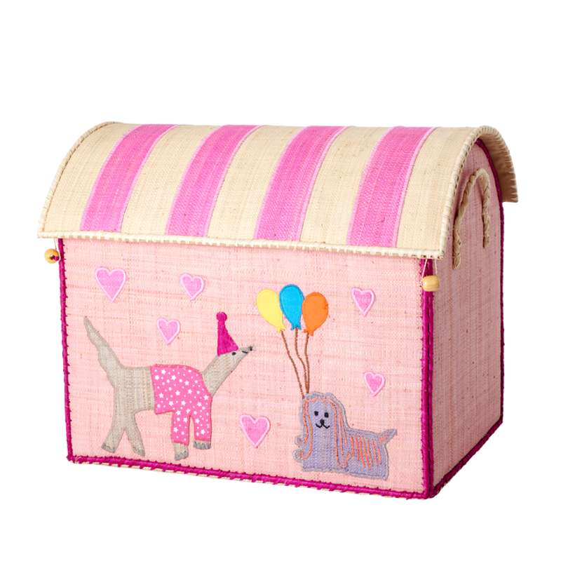 Raffia Opbevaringshus   Party Animal   Lys Pink   Mellem fra Rice