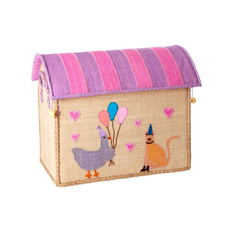 Raffia Opbevaringshus   Party Animal   Lys Pink   Lille fra Rice