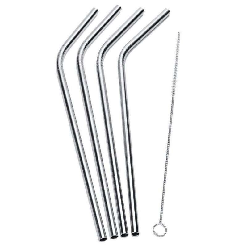 Steelstraw Stålsugerør M. Børste   4 Pak   M. Knæk   22 Cm. 6mm. fra Pulito