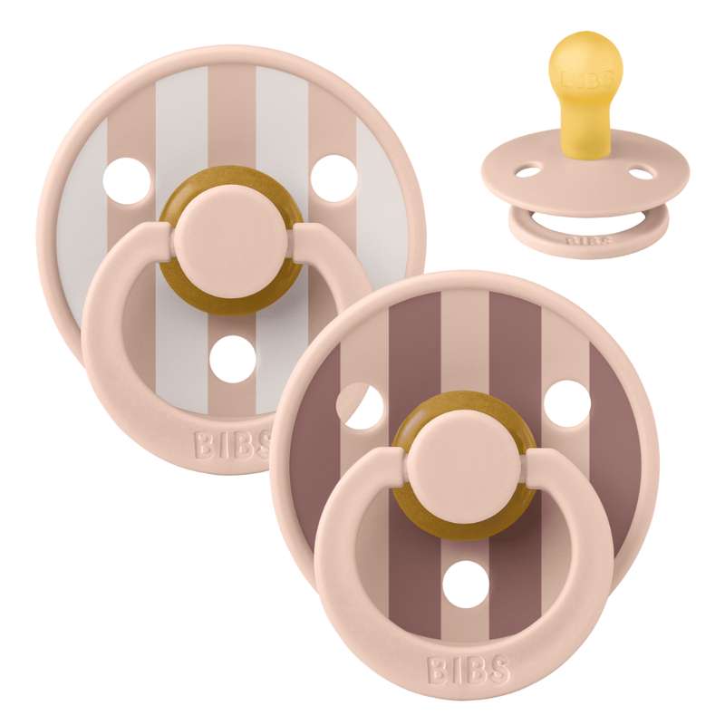 Rund Colour Sut 2 Pak Str. 1 Naturgummi Studio Block Blush Mix fra Bibs