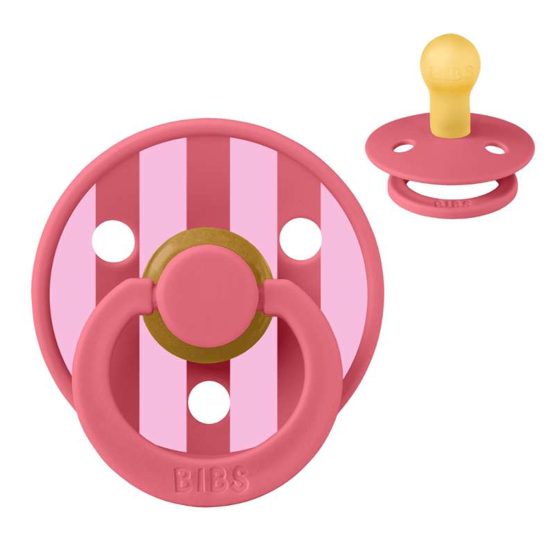 Rund Colour Sut   Str. 1   Naturgummi   Studio   Block   Coral Baby Pink fra Bibs