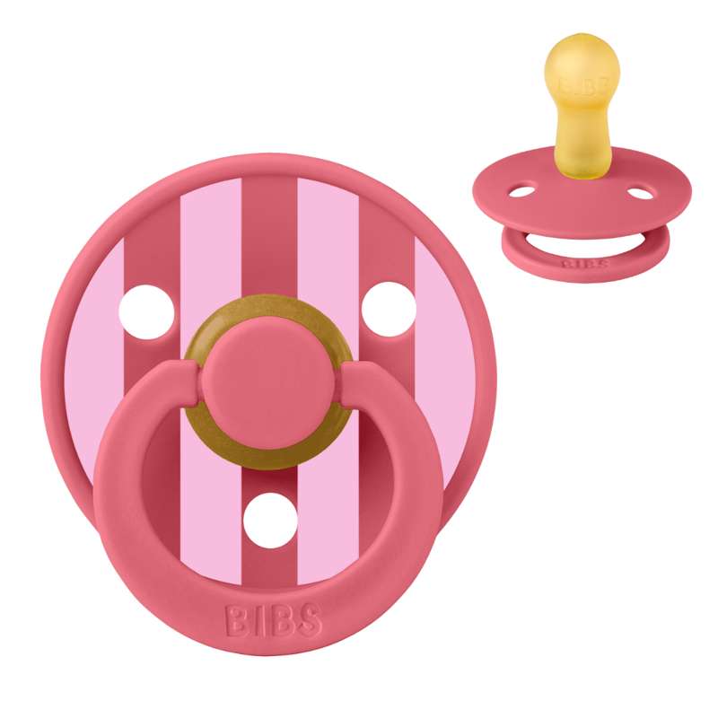 Rund Colour Sut   Str. 2   Naturgummi   Studio   Block   Coral Baby Pink fra Bibs