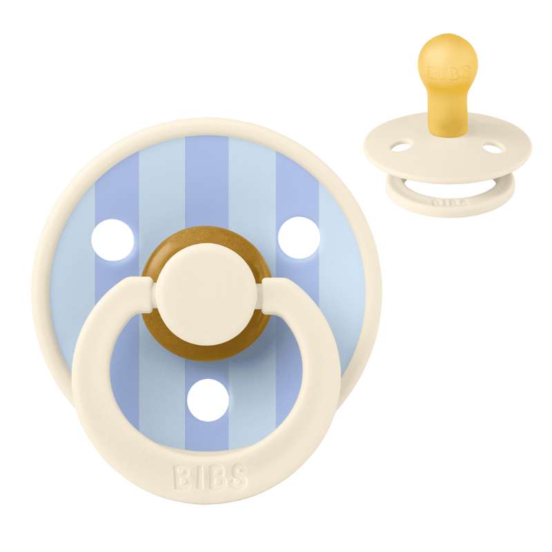 Rund Colour Sut   Str. 1   Naturgummi   Studio   Block   Ivory Dusty Blue fra Bibs