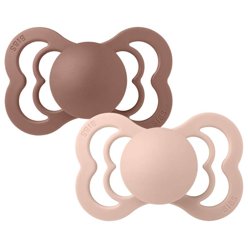 Supreme Sut   2 Pak   Str. 2   Naturgummi   Woodchuck Blush fra Bibs