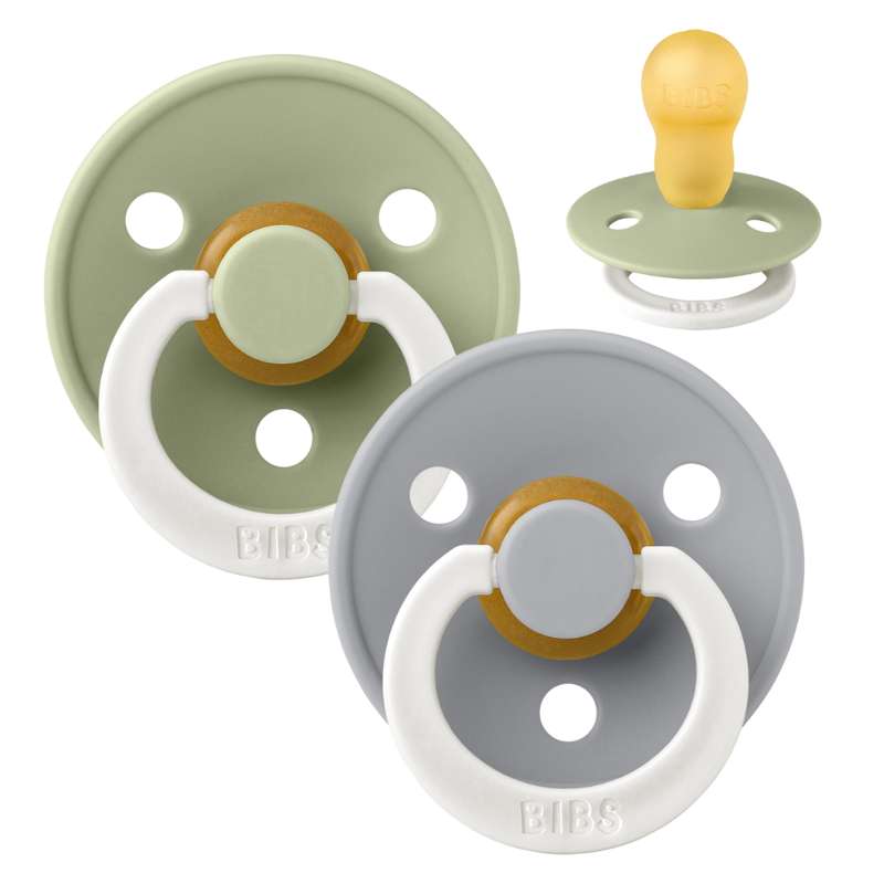 Rund Colour Sut 2 Pak Str. 3 Naturgummi Glow Sage Cloud fra Bibs
