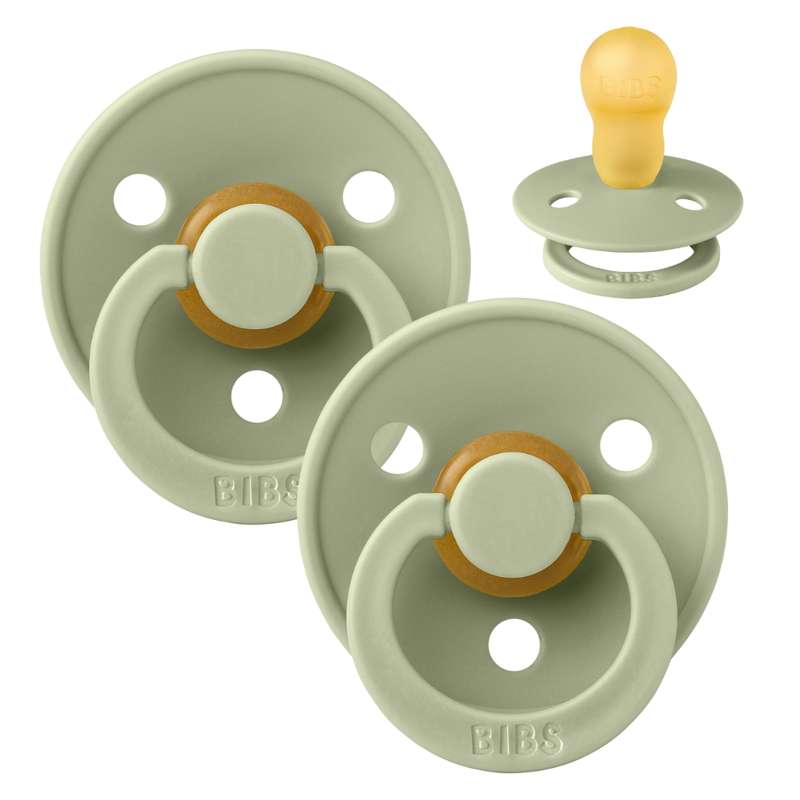 Rund Colour Sut 2 Pak Str. 3 Naturgummi Sage Sage fra Bibs