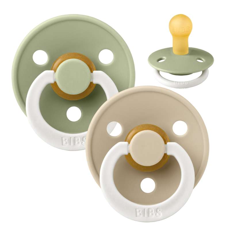 Rund Colour Sut 2 Pak Str. 1 Naturgummi Glow Sage Vanilla fra Bibs
