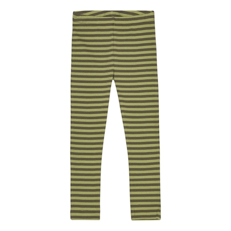 Stribede Rib Leggings Oliven Grøn & Salvie Grøn fra Birkholm