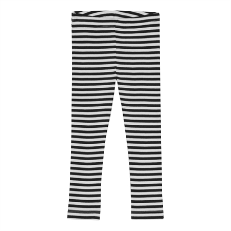 Stribede Rib Leggings Midnat Sort & Perfekt Hvid fra Birkholm