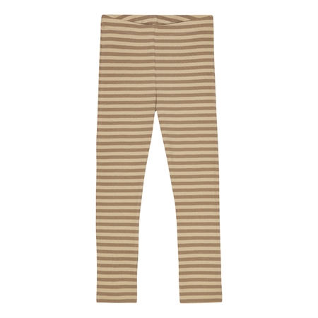Stribede Rib Leggings Kashmir Brun & Vanilje Beige fra Birkholm
