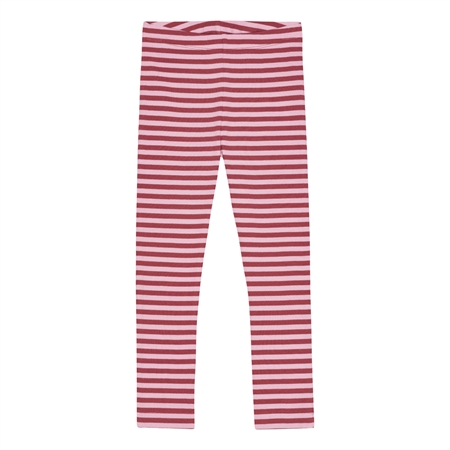 Stribede Rib Leggings Rabarber Rosa & Baby Lyserød fra Birkholm