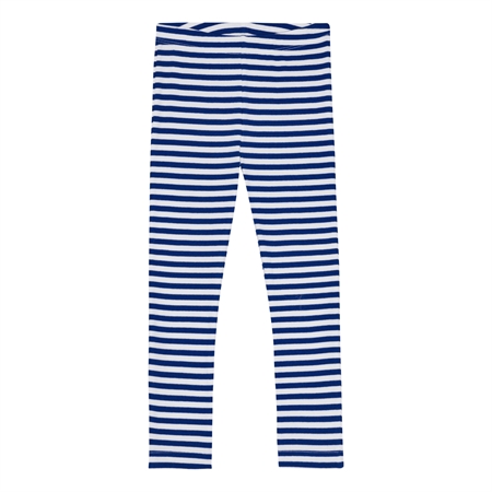 Stribede Rib Leggings Perfekt Hvid & Kobolt Blå fra Birkholm