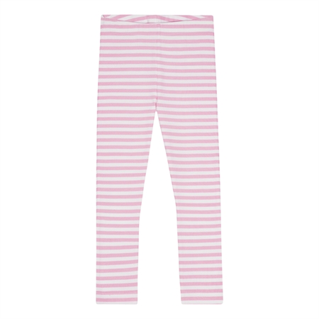 Stribede Rib Leggings Perfekt Hvid & Baby Lyserød fra Birkholm