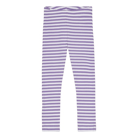 Stribede Rib Leggings Perfekt Hvid & Pastel Lilla fra Birkholm