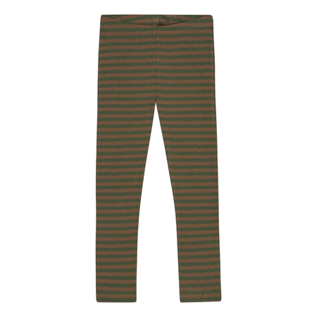 Stribede Rib Leggings Teak Brun & Army Grøn fra Birkholm