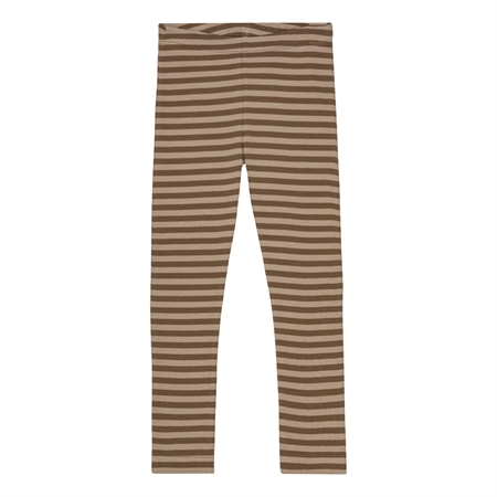 Stribede Rib Leggings Teak Brun & Kashmir Brun fra Birkholm
