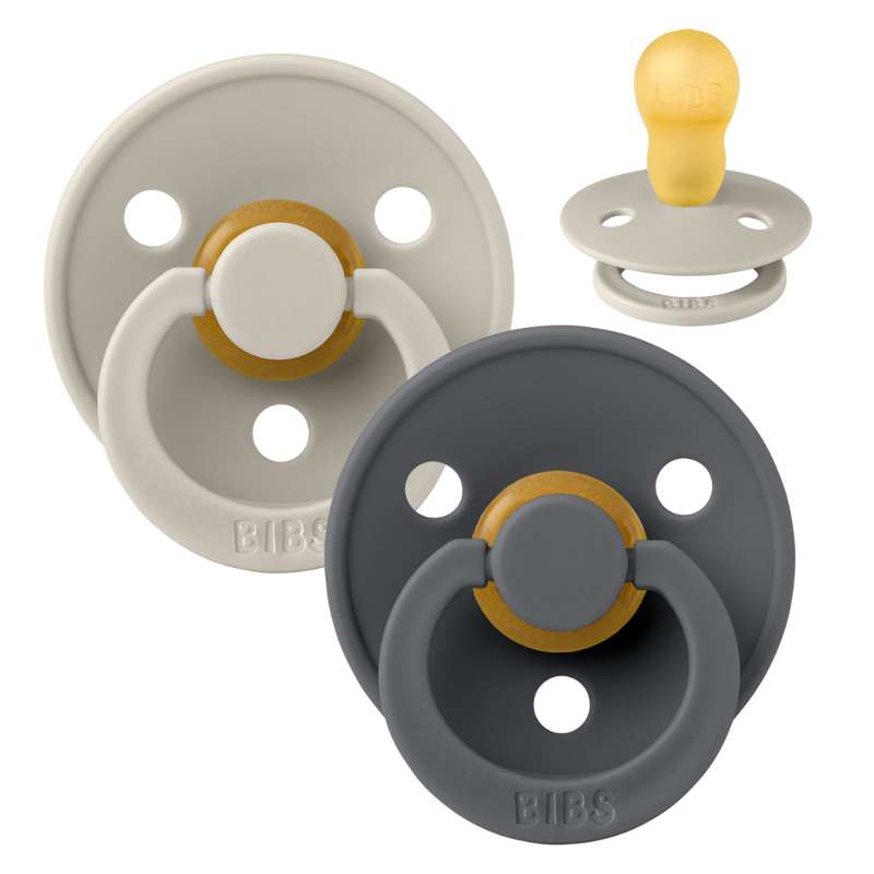 Rund Colour Sut 2 Pak Str. 3 Naturgummi Sand Iron fra Bibs