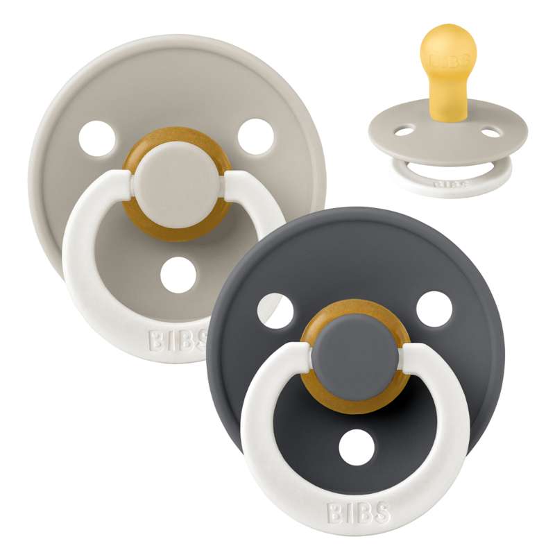 Rund Colour Sut 2 Pak Str. 1 Naturgummi Glow Sand Iron fra Bibs