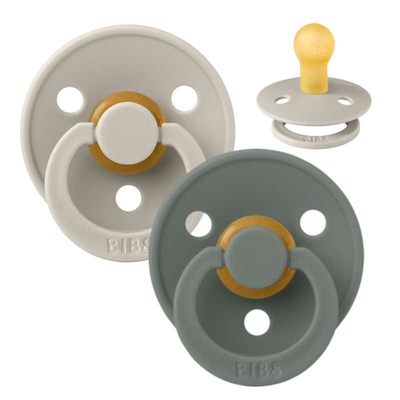 Rund Colour Sut 2 Pak Str. 1 Naturgummi Sand Pine fra Bibs