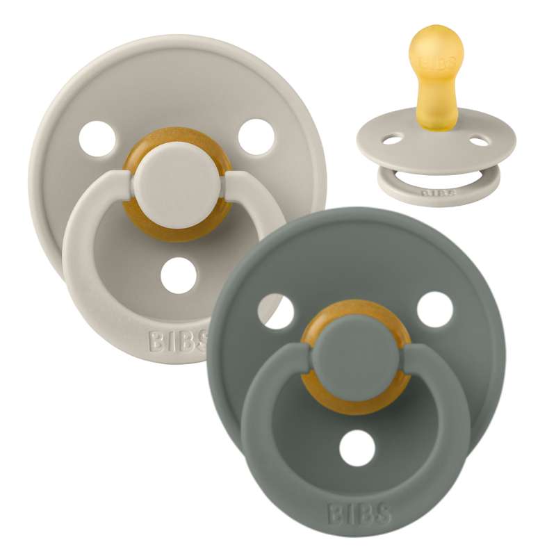 Rund Colour Sut   2 Pak   Str. 2   Naturgummi   Sand Pine fra Bibs