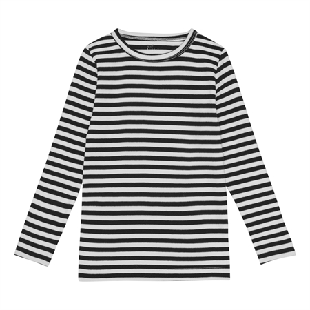 Stribet Rib Bluse Midnat Sort & Perfekt Hvid fra Birkholm