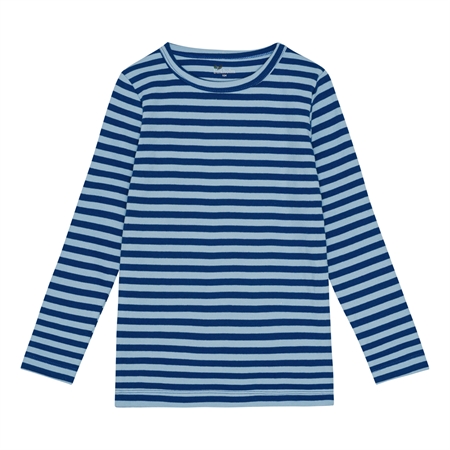 Stribet Rib Bluse Kobolt Blå & Baby Blå fra Birkholm