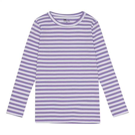 Stribet Rib Bluse Perfekt Hvid & Pastel Lilla fra Birkholm