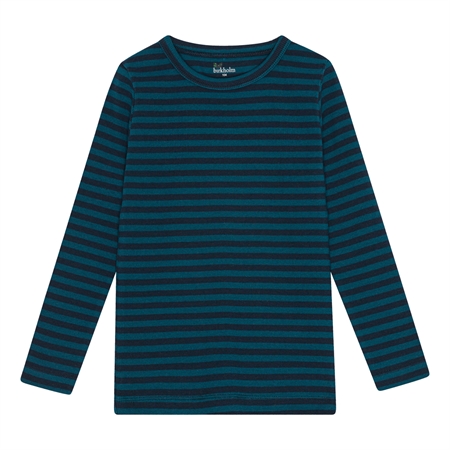 Stribet Rib Bluse Poseidon Blå & Navy Blå fra Birkholm