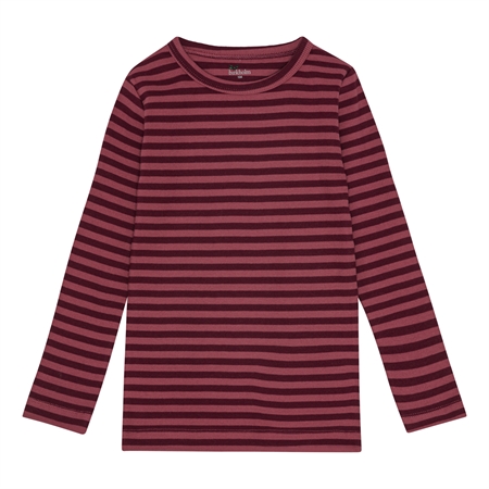 Stribet Rib Bluse Blomme Lilla & Rabarber Rosa fra Birkholm