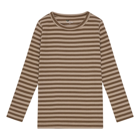 Stribet Rib Bluse Teak Brun & Kashmir Brun fra Birkholm