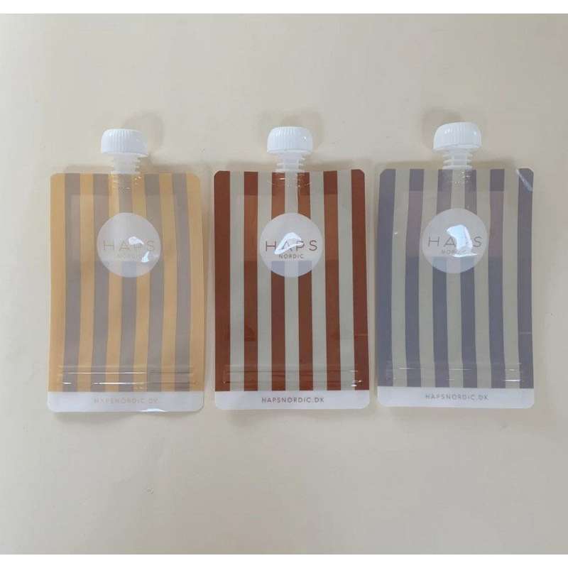 Genanvendelige Smoothie Poser   3 Pak   Marine Stripe Warm fra Haps Nordic