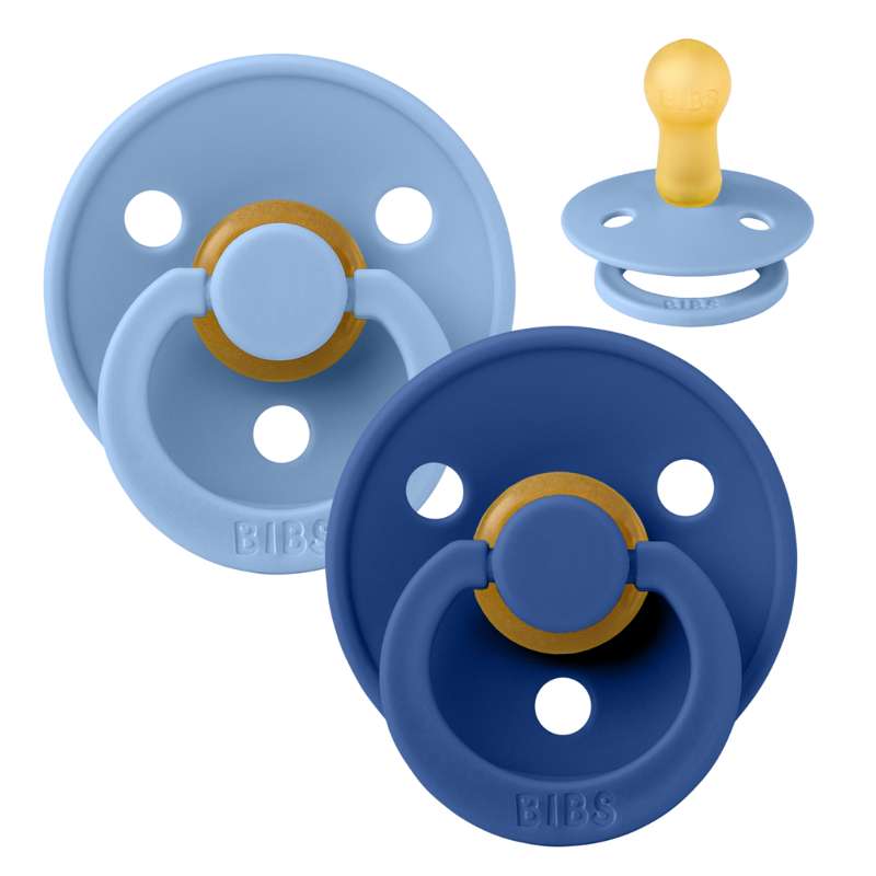 Rund Colour Sut   2 Pak   Str. 2   Naturgummi   Sky Blue Cornflower fra Bibs