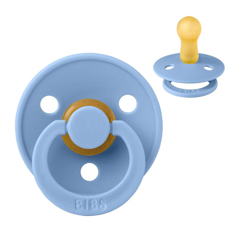 Rund Colour Sut   Str. 2   Naturgummi   Sky Blue fra Bibs