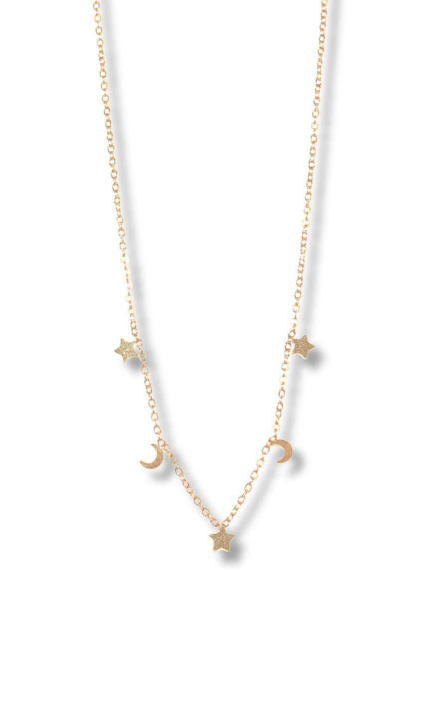 Halskæde   Porto Moon & Stars   Gold Colour fra Smykkeli Copenhagen