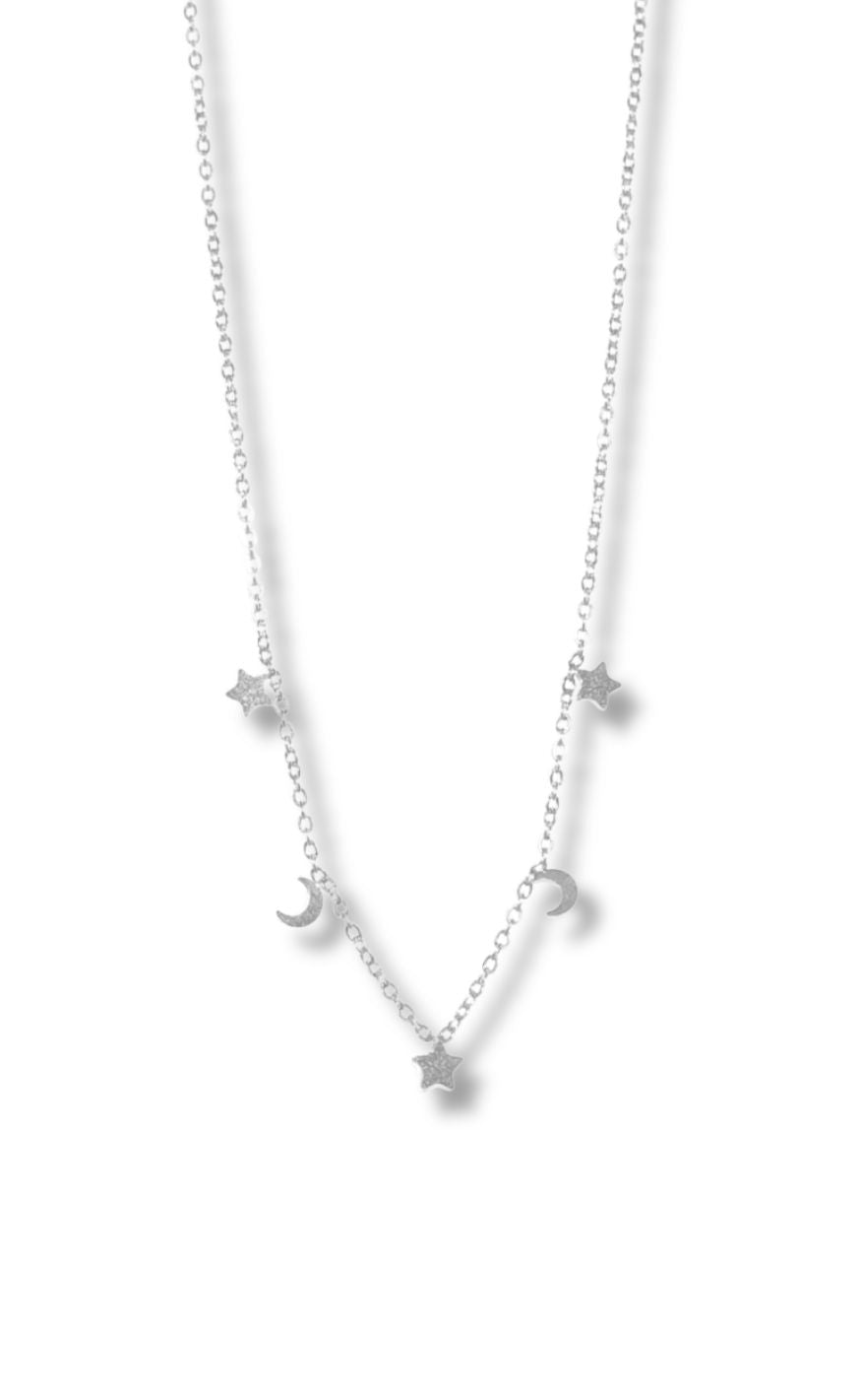 Halskæde   Porto Moon & Stars   Silver Colour fra Smykkeli Copenhagen