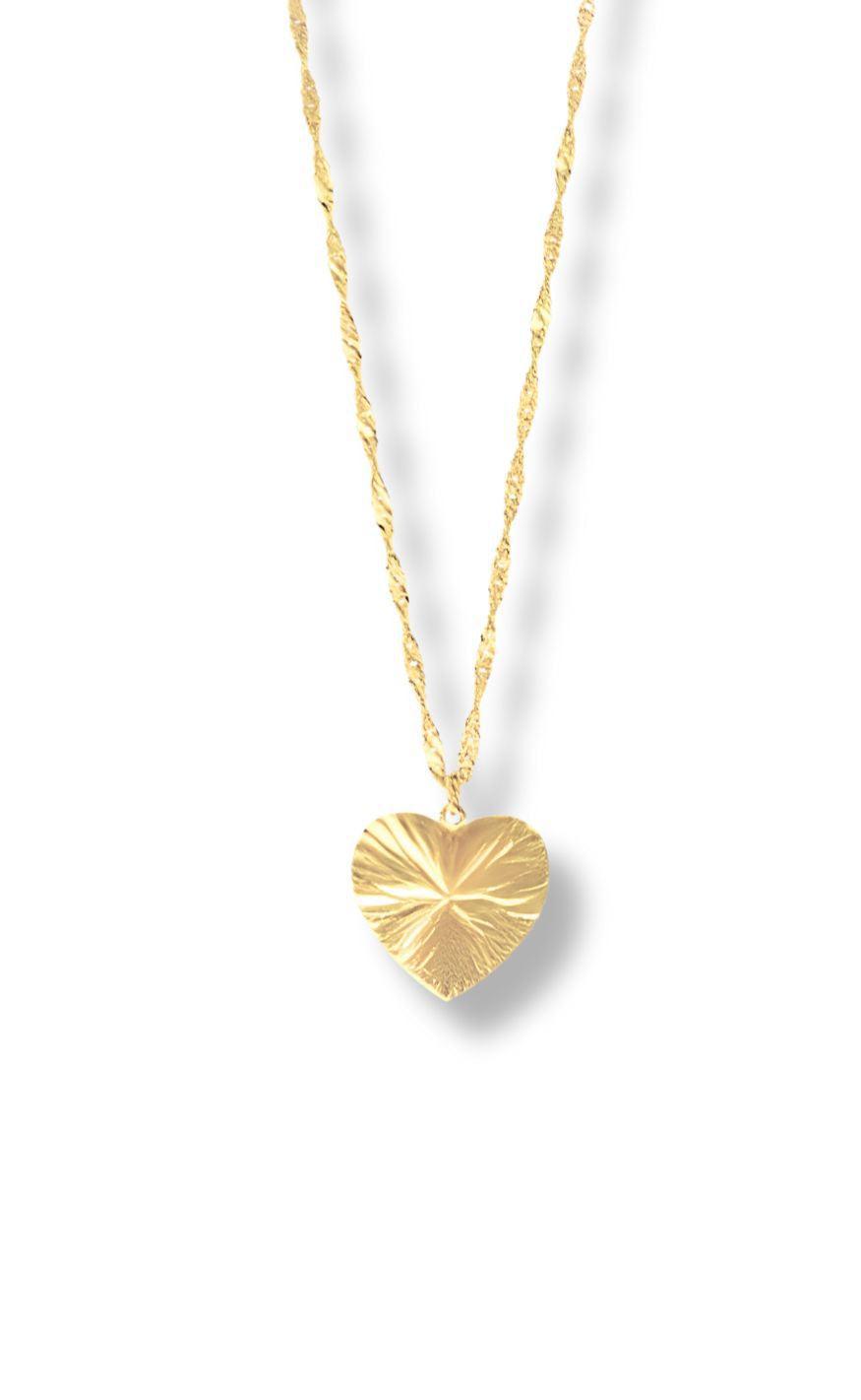 Halskæde   Textured Heart   Golden fra Smykkeli Copenhagen