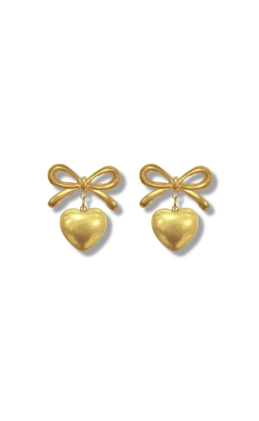 øreringe Heart Bow Gold Colour fra Smykkeli Copenhagen