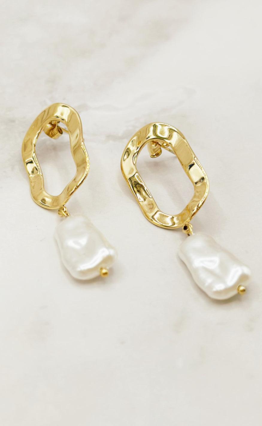 øreringe   Lara Pearl   Gold Colour fra Smykkeli Copenhagen