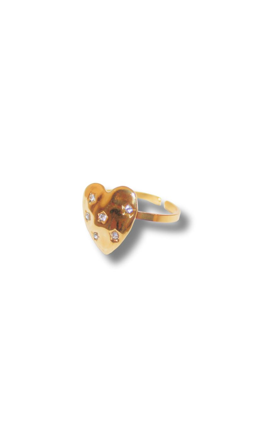 Ring   Chunky Heart   Gold Colour fra Smykkeli Copenhagen