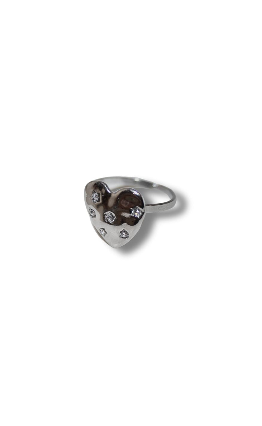 Ring   Chunky Heart   Silver Colour fra Smykkeli Copenhagen