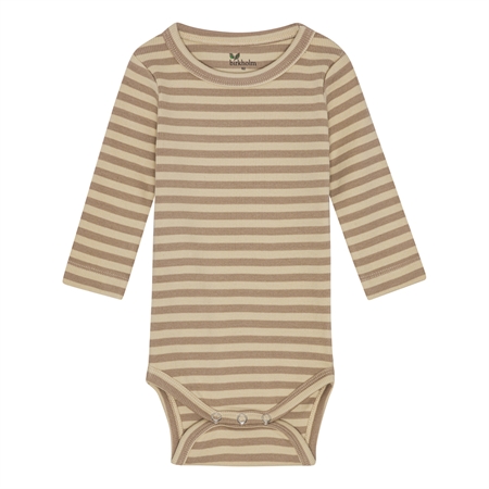 Stribet Rib Body Kashmir Brun & Vanilje Beige fra Birkholm