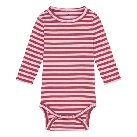Stribet Rib Body Rabarber Rosa & Baby Lyserød fra Birkholm