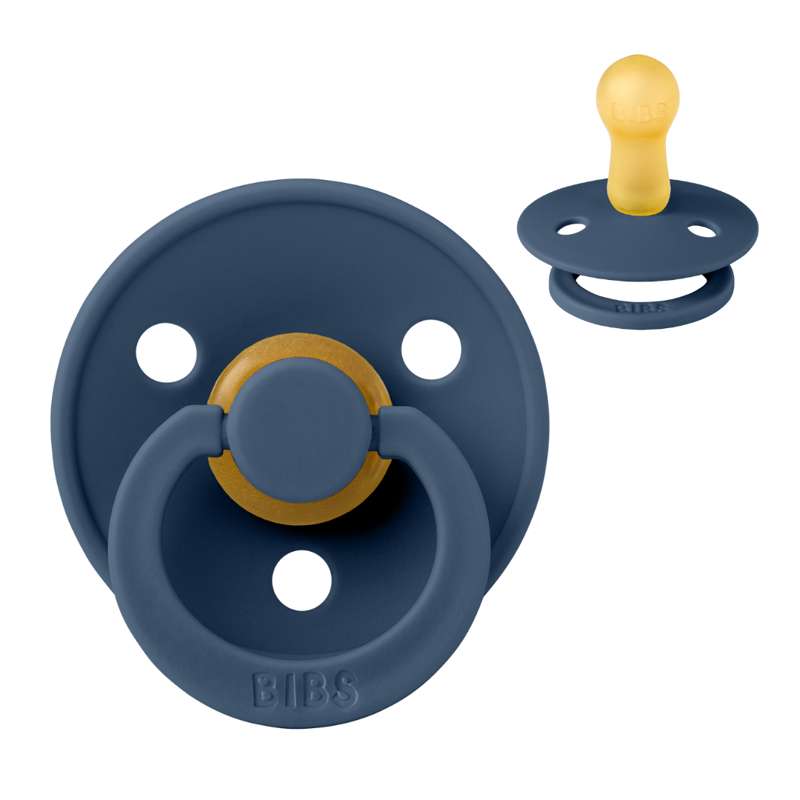 Rund Colour Sut   Str. 2   Naturgummi   Steel Blue fra Bibs