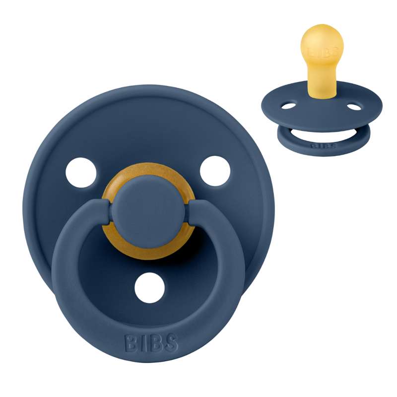 Rund Colour Sut   Str. 1   Naturgummi   Steel Blue fra Bibs