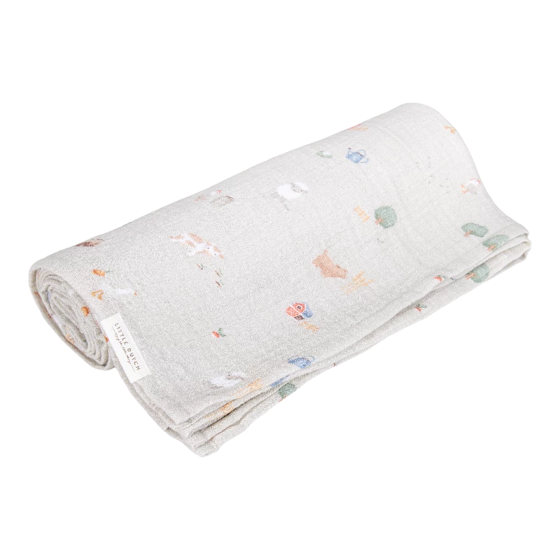 Svøb 120 X 120 Muslin   Little Farm fra Little Dutch